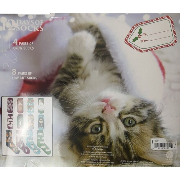 Hyp 12 Days of Socks Kittens & Cats Graphics Ankle & Crew Socks Size 4-10 - Picture 5 of 5
